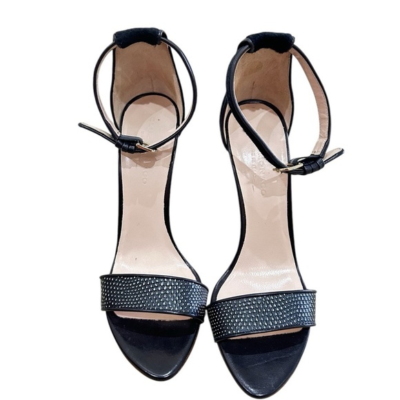 Club Monaco Casey Black sandal 4.5 inch Heels calf fur & leather Italy EU 40.5 - Picture 2 of 9